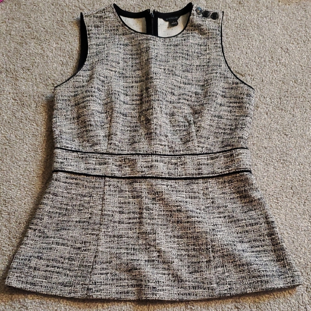 Ann Taylor Black and White Sheath Peplum Dress